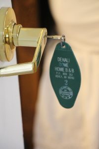 A hotel room key with the name of donald o ' time.